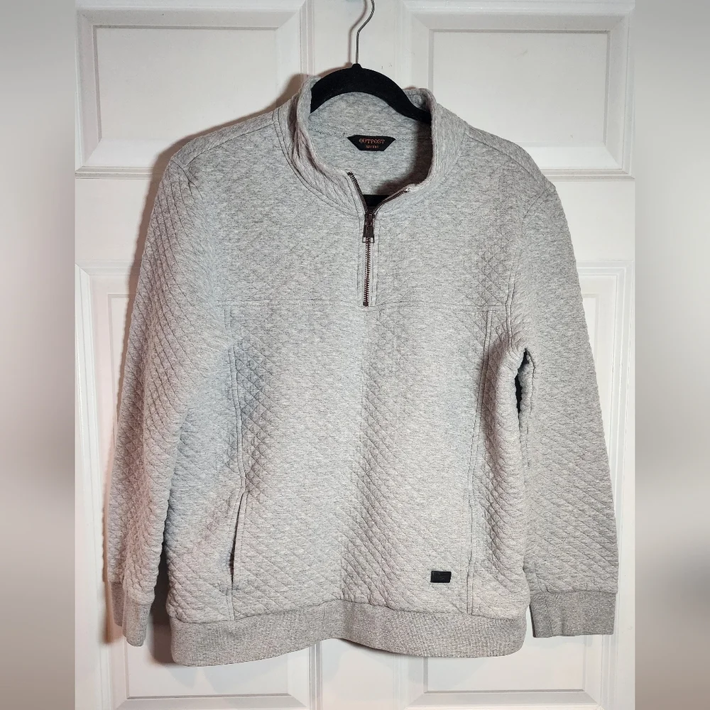 Outpost Makers Men's Gray Quilted Quarter Zip Sweatshirt Pockets